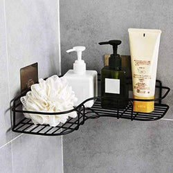 Alboss Stainless Steel SelfAdhesive Metal Storage Organizer Bathroom Corner Rack Shelves (Black)