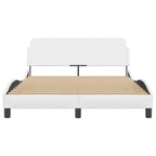 vidaXL White Faux Leather Bed Frame with Headboard - 53.9"x74.8" - Durable, Easy Clean Surface, Sleek Design for Modern Bedrooms