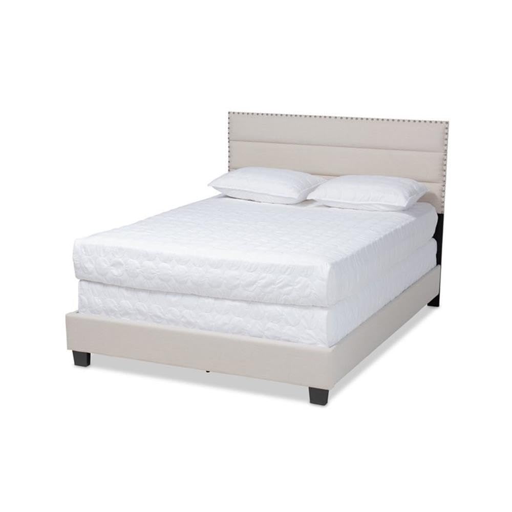 Baxton Studio Ansa Modern and Contemporary Beige Fabric Upholstered Queen Size Bed