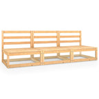 vidaXL Solid Wood Pine Patio 3-Seater Sofa Garden Outdoor Lawn Yard Terrace Balcony Wooden Seat Seating Sectional Middle Sofa Furniture