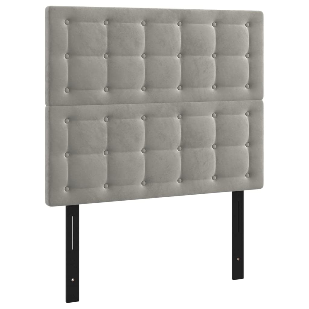 Vidaxl Velvet Headboards, Set Of 2, Light Gray, 39.4"X2"X30.7"/34.6", Classic Style, Engineered Wood And Solid Larch Wood