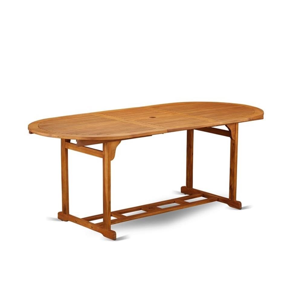 East West Furniture Bscm7Cwna Beasley 7 Piece Patio Dining Set Consist Of An Oval Outdoor Acacia Wood Table And 6 Folding Side Chairs, 36X78 Inch