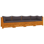vidaXL Solid Acacia Wood 4-Seater Patio Sofa with Cushions Outdoor Garden Terrace Yard Wooden Seat Seating Sitting Chair Sofa Furniture