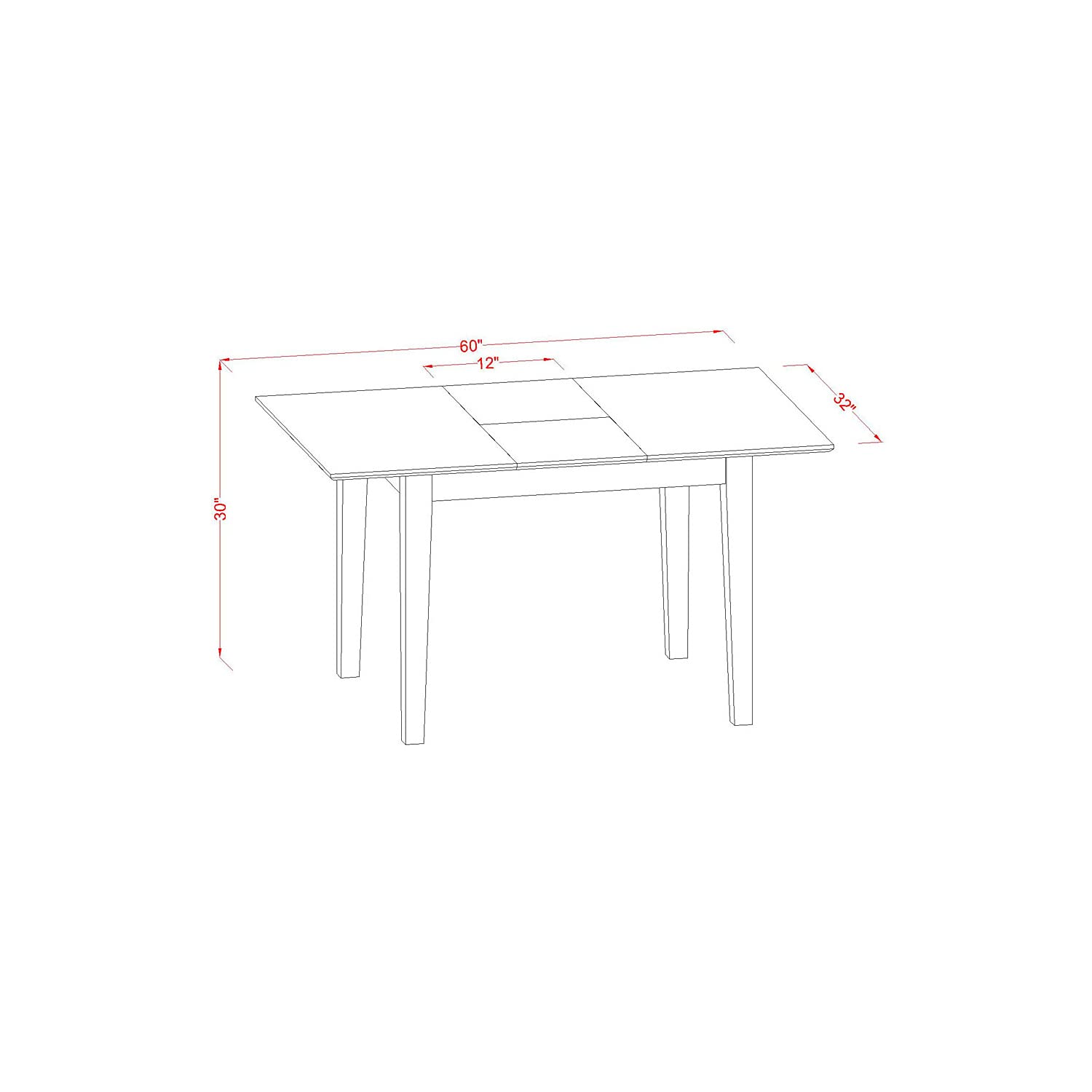 East West Furniture Pspo5-Sbr-C 5 Pc Small Kitchen Table Set Table With Leaf And 4 Dining Chairs