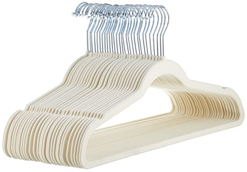 AmazonBasics Velvet Suit Hangers, 30-Pack, Ivory