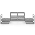 vidaXL Solid Pinewood Patio Lounge Set 4 Piece Garden Outdoor Lawn Yard Terrace Balcony Wooden Seat Seating Sitting Chair Sofa Furniture Gray