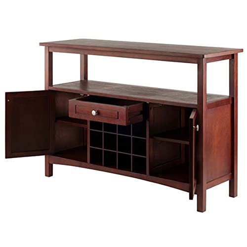 Colby Buffet Cabinet - Versatile Storage for Wine, Stemware, and Collectibles - Walnut Finish - Solid and Composite Wood Construction - 45.5' W x 15.75' D x 32' H