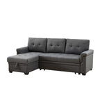 Lilola Home Destiny Dark Gray Fabric Reversible Sleeper Sectional Sofa with Storage Chaise