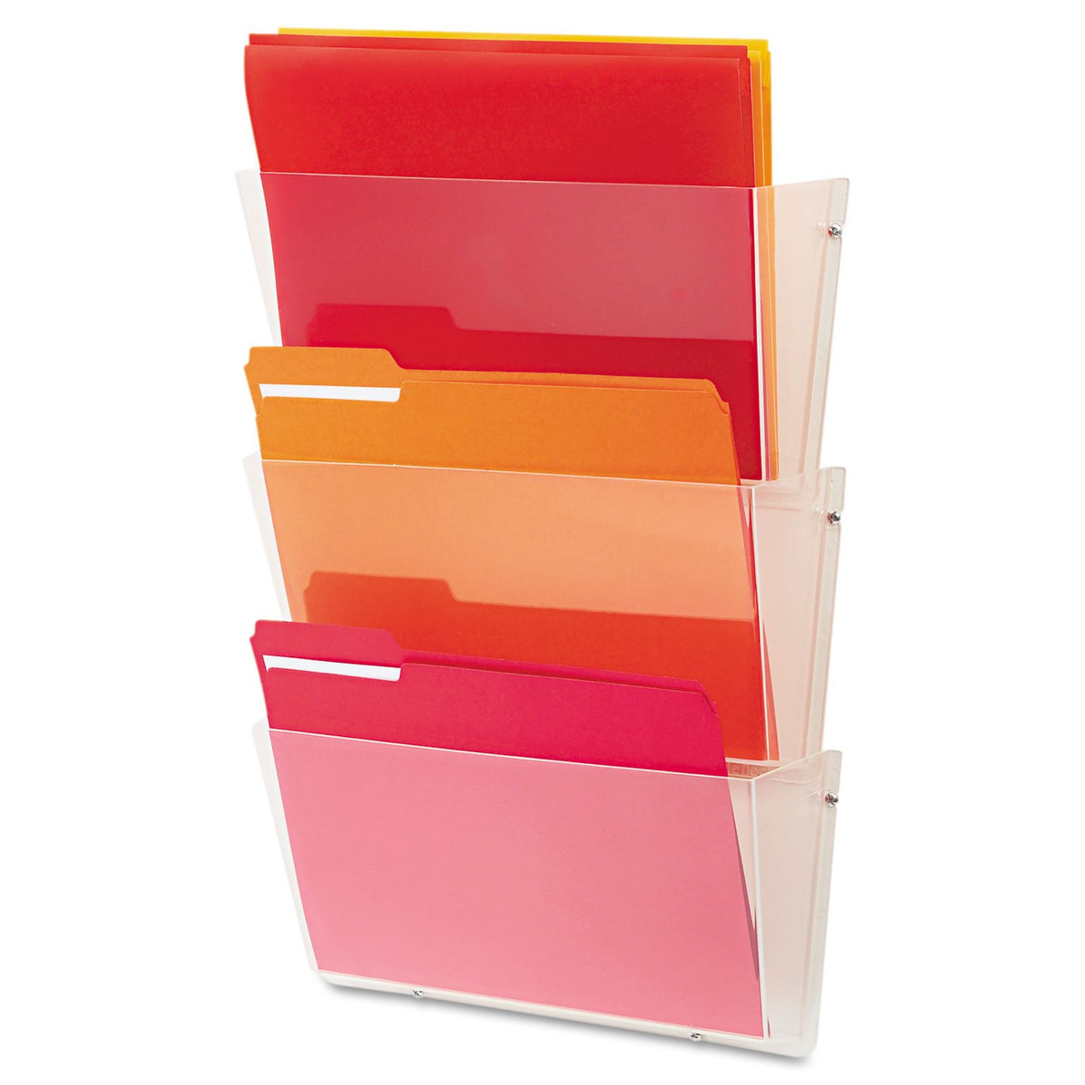 Deflecto 63601 Unbreakable Docupocket Expandable Three-Pocket Wall File Set, Letter, Clear