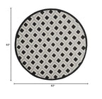 HomeRoots 100% Polypropylene 5’ Round Black White Gray Indoor Outdoor Area Rug