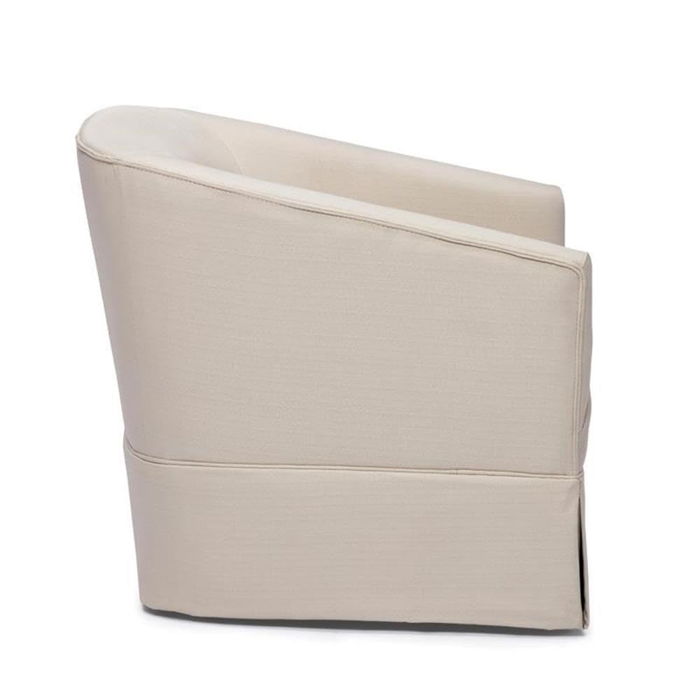 Comfort Pointe Elm Ivory Woven Polyester Fabric Skirted 360-degree Swivel Accent Chair
