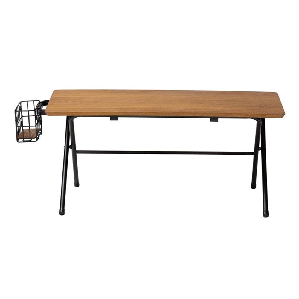 Baxton Studio Mariela Natural Brown and Black Low Profile Coffee Table with Basket Natural Brown/Black/Wood/Metal