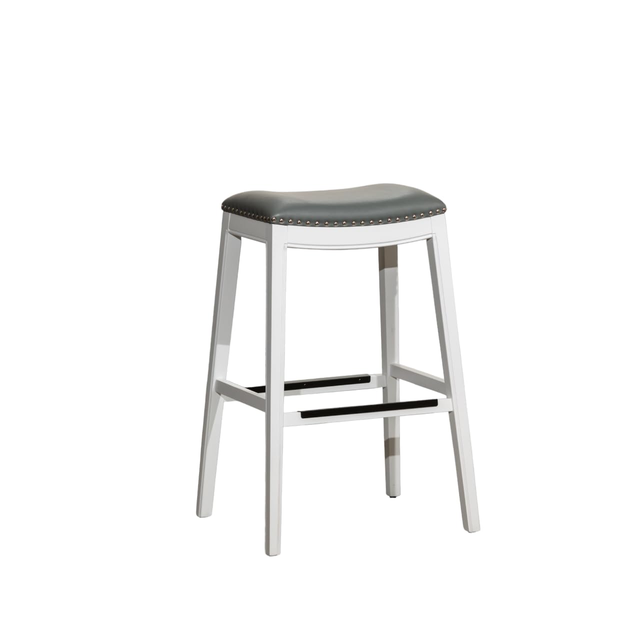 DTY Indoor Living Durango 30 Bar Height Saddle Stool, White, Gray Leather