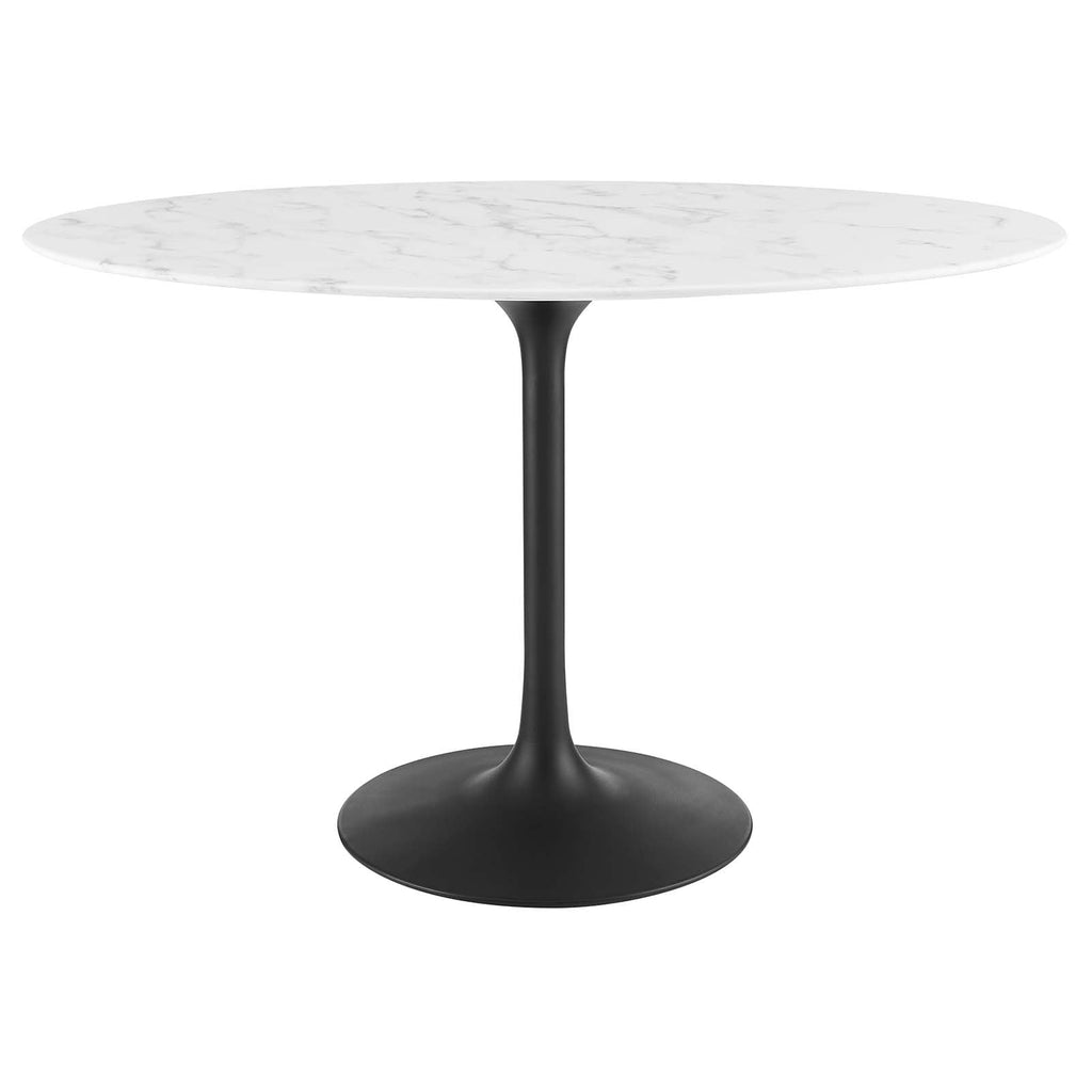 Modway Lippa 48" Oval Artificial Marble Dining Table, Black White