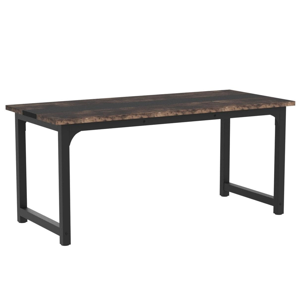 Tribesigns 70.8”Executive Desk, Large Office Computer Desk With Thicken Frame, Modern Simple Workstation Business Furniture For Home Office, Vintage Brown/Black