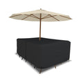 Covers & All Rectangle Table & Chair Set Cover, Umbrella Hole, 12 Oz Waterproof Uv & Weather Resistant, Patio Lawn Garden Backyard Furniture, Air Vents & Drawstrings (108'L X 82'W X 23'H, Black)