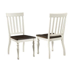 Steve Silver Furniture Joanna Farmhouse Turned Legs, Wire-Brushed Two-Tone Ivory and Mocha Finish, Crafted from Asian Hardwood Solids, Set of 2 Dining Chair, White
