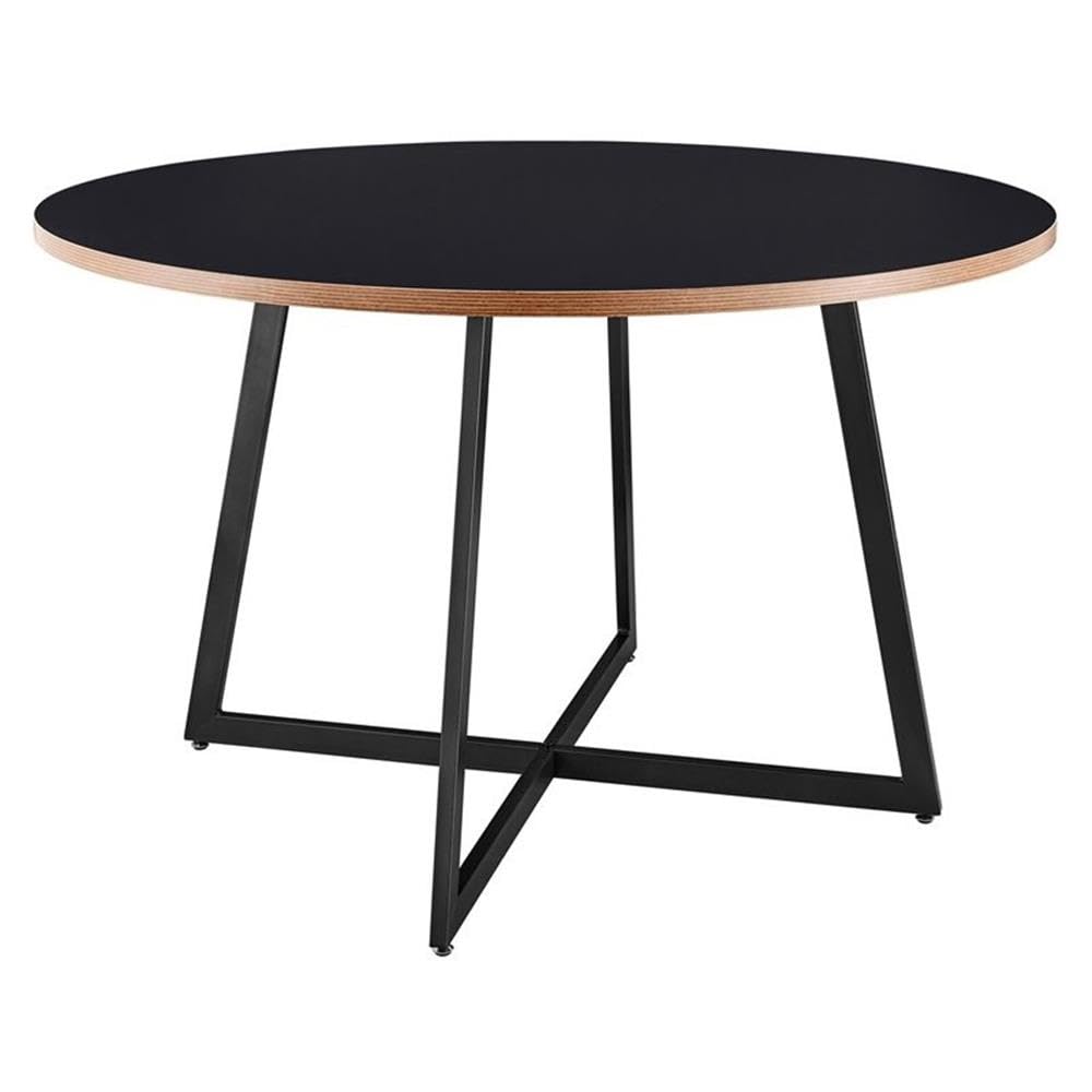 New Pacific Direct Courtdale 48inch Round Wood Table In Black/Metallic Gunmetal