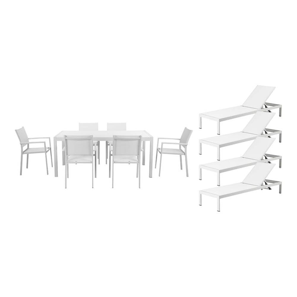 Pangea Home David 11-Piece Aluminum Patio Dining Set in White