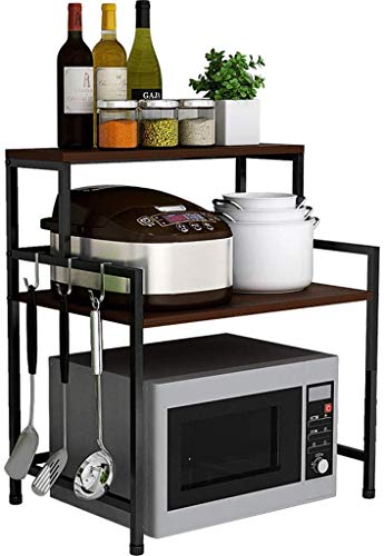 INDIAN DECOR. 28360 Metal 3Layer MultiFunction Microwave Oven Rack Kitchen Storage Shelf (Black, Tiered Shelf)