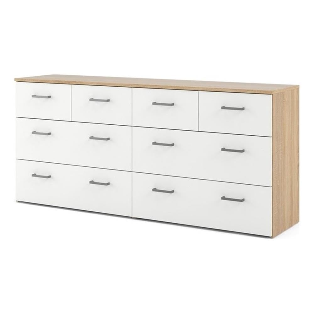 8 Drawer Double Dresser Oak Structure/White