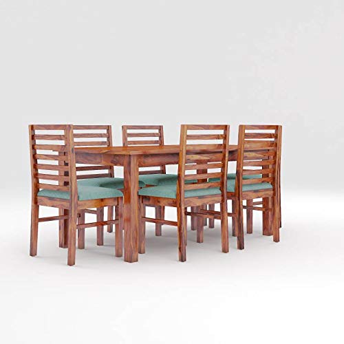 Custom Decor Sheesham Wood Wooden Dining Set 6 Seater | Dining Table With Chairs | Natural Honey Finish