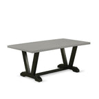 East West Furniture V697BA105-6 6 Pc Dining Table Set Contains a Cement Mid Century Dining Table and a Modern Bench, 4 Grey Linen Fabric Parson Chairs with High Back - Wire Brushed Black Finish