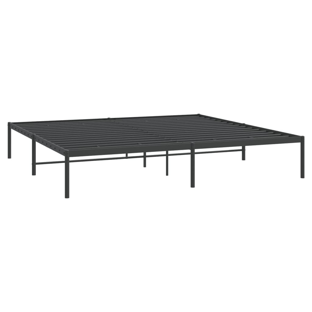 vidaXL Classic Metal Bed Frame 76"x79.9" in Black Steel - Sturdy Industrial Design with Metal Slats, Center Legs and Box Storage Space