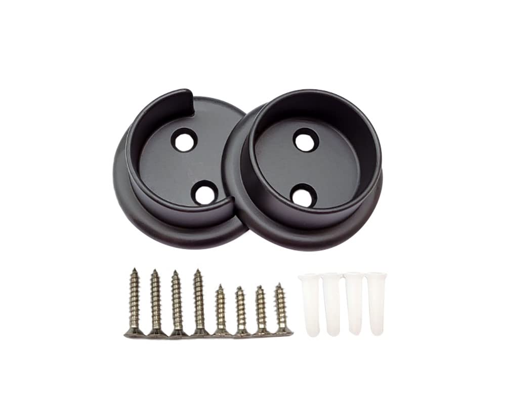 QCAA Heavy Duty Solid Metal Closet Rod Socket Set, 1-3/8  , Matte Black, 1 Pair, Made In Taiwan