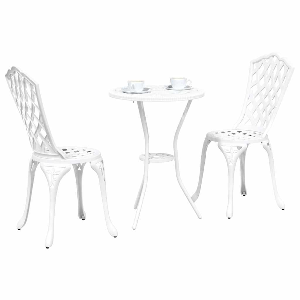 vidaXL Garden Bistro Set 3 pcs White Aluminium