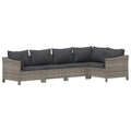 vidaXL Patio Furniture Set 5 Piece, Garden Sofa Set with Cushions, Patio Lounge Set Rattan Outdoor Sectional Sofa, Gray Poly Rattan