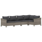 vidaXL Patio Furniture Set 5 Piece, Garden Sofa Set with Cushions, Patio Lounge Set Rattan Outdoor Sectional Sofa, Gray Poly Rattan