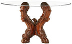 Acme Dresden Dining Table 60010 Glass Wood Cherry Brown