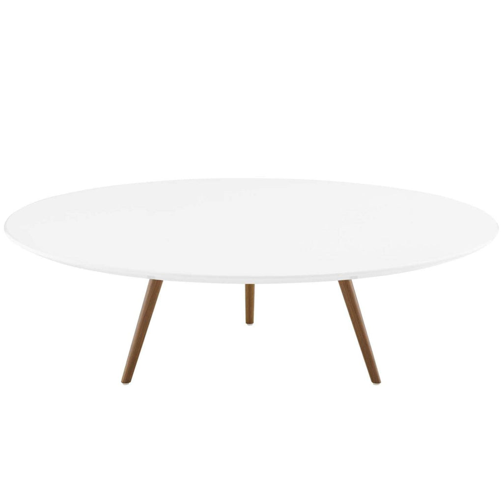 Modway Lippa 47" Mid-Century Modern Round Coffee Table With Tripod Base In Walnut White
