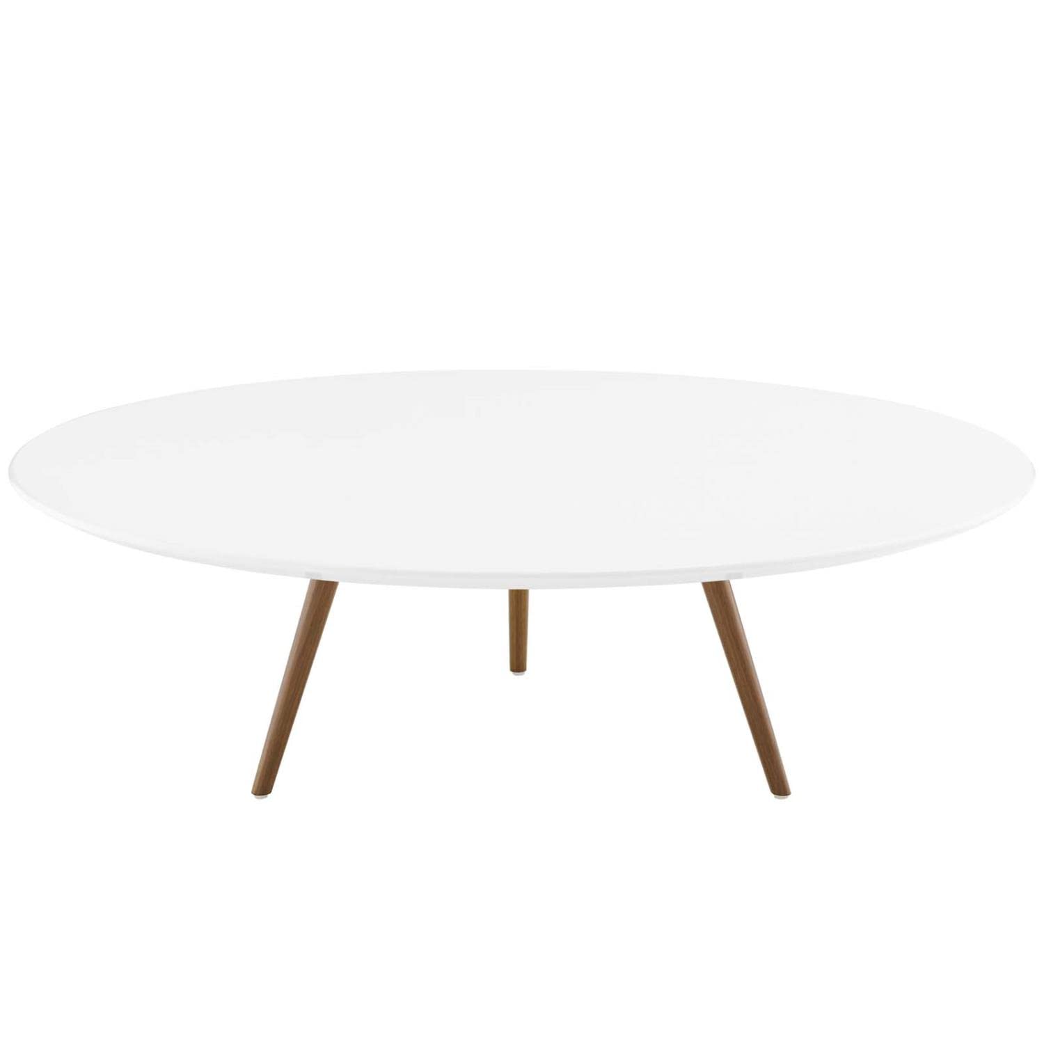 Modway Lippa 47" Mid-Century Modern Round Coffee Table With Tripod Base In Walnut White