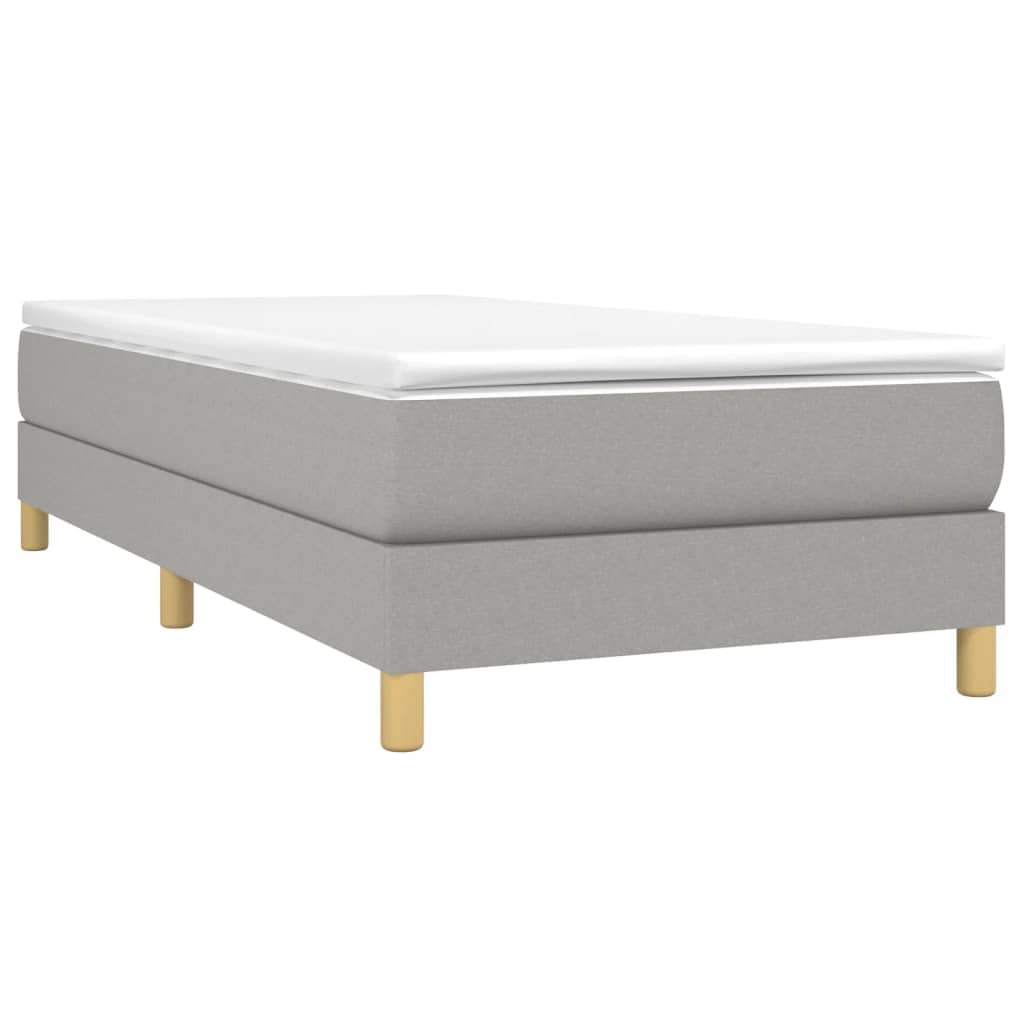 vidaXL Fabric Single Box Spring Bed Frame - Twin XL, 39.4"x79.9" - Durable & Stylish Light Gray Bedroom Furniture - Comfortable, Easy Assemble