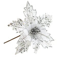 SAING S A I N G 6 pcs Christmas Poinsettia Ornaments Picks, Artificial Silk Flower for Christmas Tree Wreath Decoration, 7.8 Inc