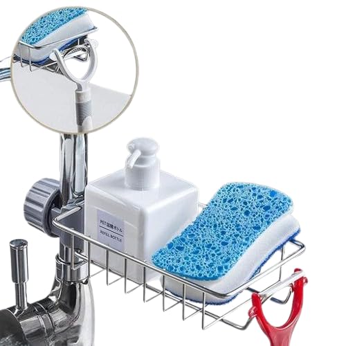 Kitchen Wash Sink Hanging Storage Caddy For Sponge Soap Scrubber Dishcloth And Utility Items