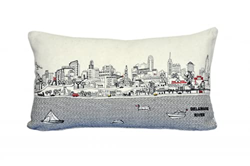 HomeRoots Cream 24' White Philadelphia Daylight Skyline Lumbar Decorative Pillow