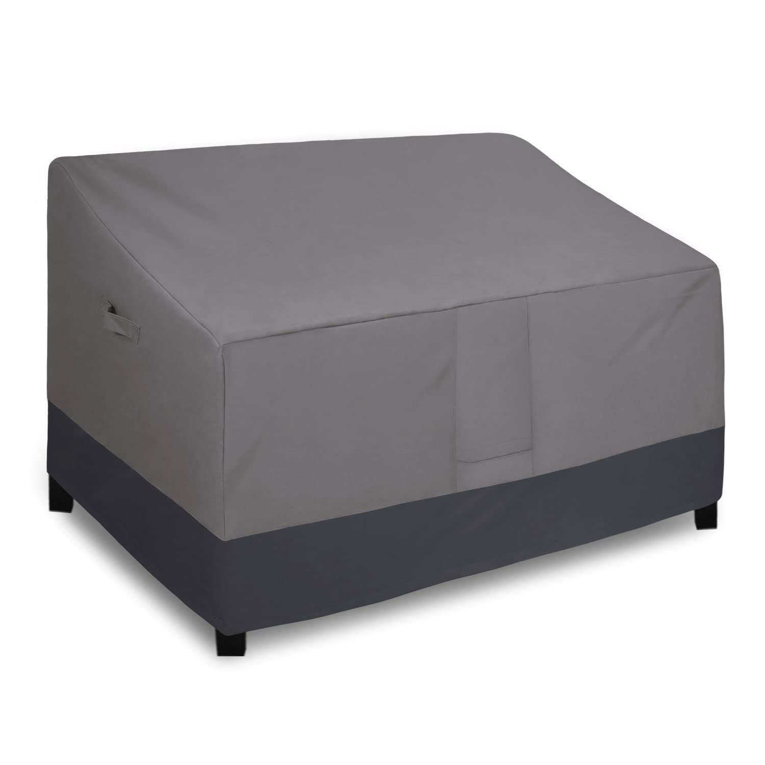 Easy-Going Waterproof Outdoor Sofa Cover, Heavy Duty 2 Seater Outdoor Loveseat Cover, Windproof Patio Furniture Cover With Air Vent (60Wx35Dx35H Inch, Gray/Dark Gray)