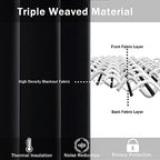 Jiuzhen Black Blackout Curtains For Bedroom - Light Blocking And Noise Reducing Grommet Curtains For Living Room Darkening Curtains, Set Of 2 Window Curtain Panels, 38 X 63 Inch Length