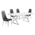 Best Quality Furniture D440/1-Sc310-7 Dining Set, 5 Piece, Dark Grey/Silver
