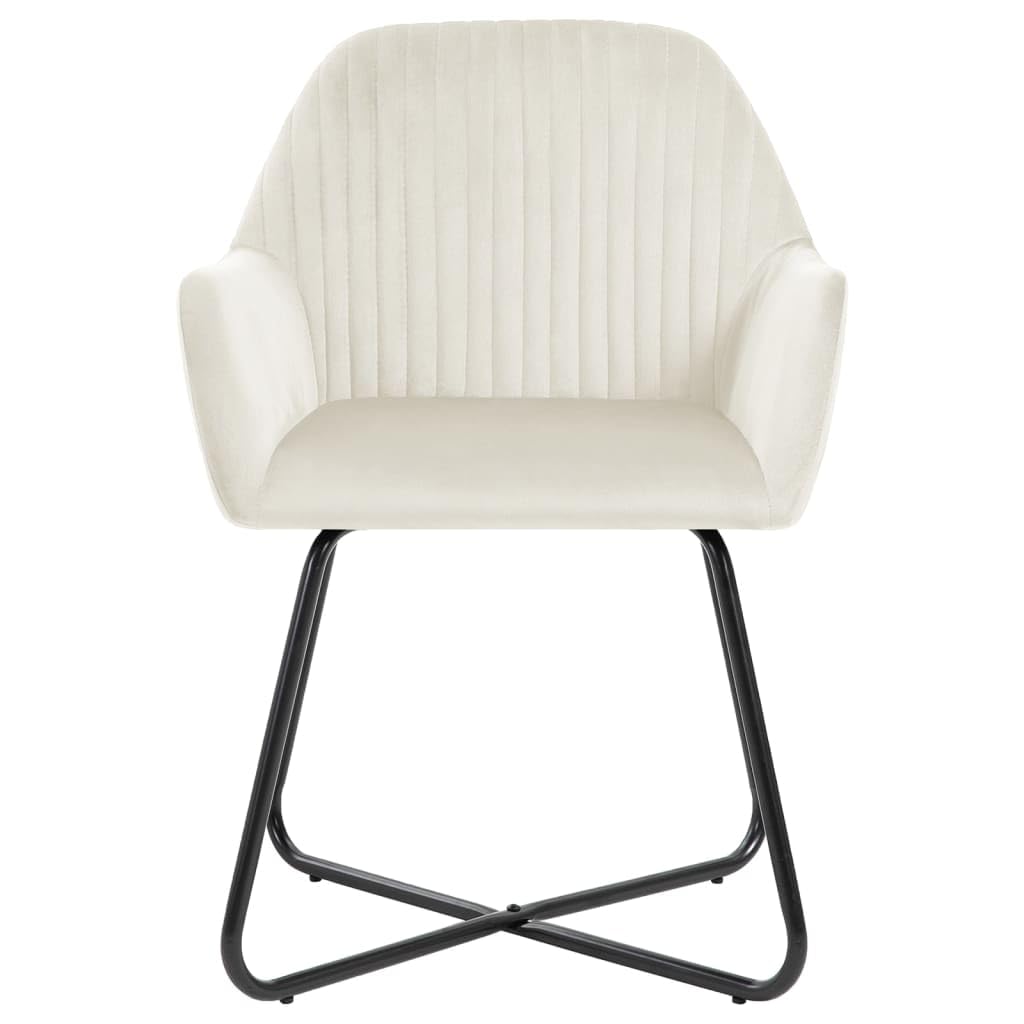 vidaXL Set of 4 Cream Velvet Dining Chairs with Armrests – Modern & Elegant Seating for Dining Room and Living Room, Comfortable and Durable