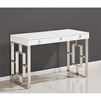 Best Master Furniture Brooks Contemporary 3-Drawer Writing Desk, Silver