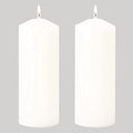 Pillar Candles Set of 2, Unscented Large White Emergency Candle, 3x8 inches Hand Poured Tall Candles Bulk, Non-Toxic Smokeless D