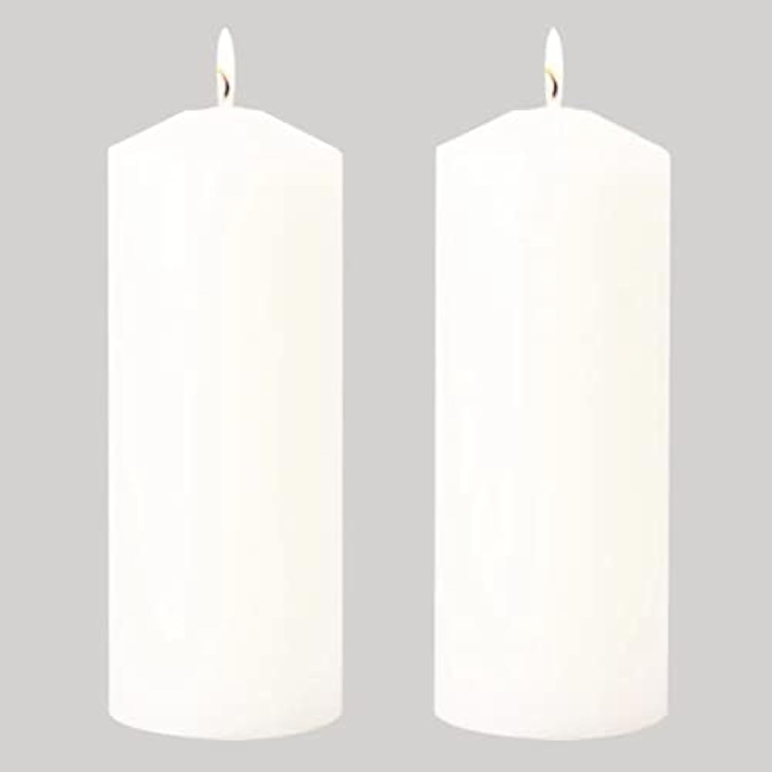 Pillar Candles Set of 2, Unscented Large White Emergency Candle, 3x8 inches Hand Poured Tall Candles Bulk, Non-Toxic Smokeless D