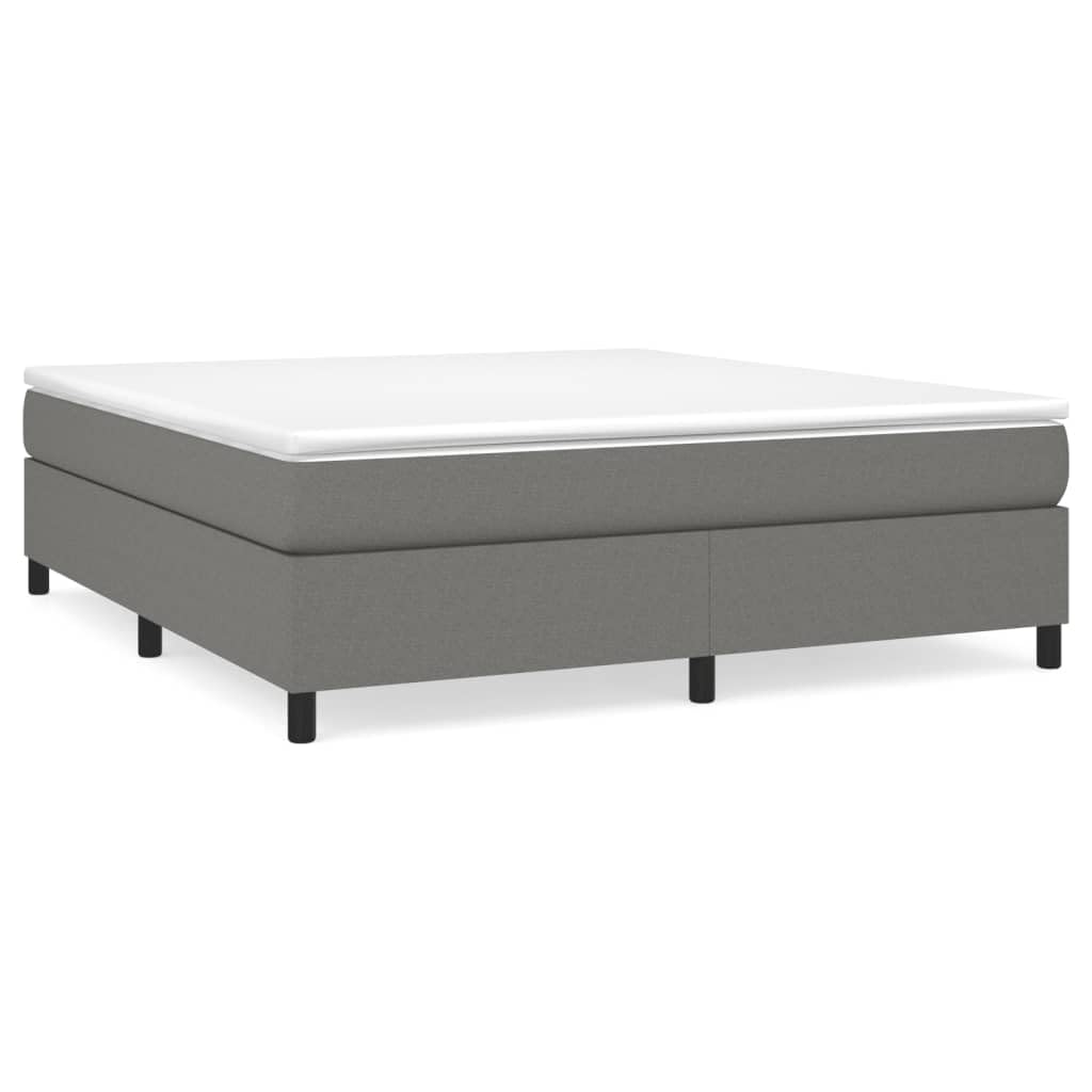 vidaXL King Size Box Spring Bed Frame with Dark Gray Fabric Upholstery – Modern Style Bedroom Furniture, Engineered Plywood Construction, 76"x79.9" Mattress Compatibility