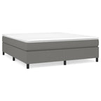 vidaXL King Size Box Spring Bed Frame with Dark Gray Fabric Upholstery – Modern Style Bedroom Furniture, Engineered Plywood Construction, 76"x79.9" Mattress Compatibility