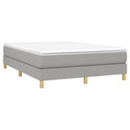 vidaXL Light Gray Box Spring Bed Frame for Queen Mattress, Fabric Upholstered and Wood Constructed Modern Style Bed Frame