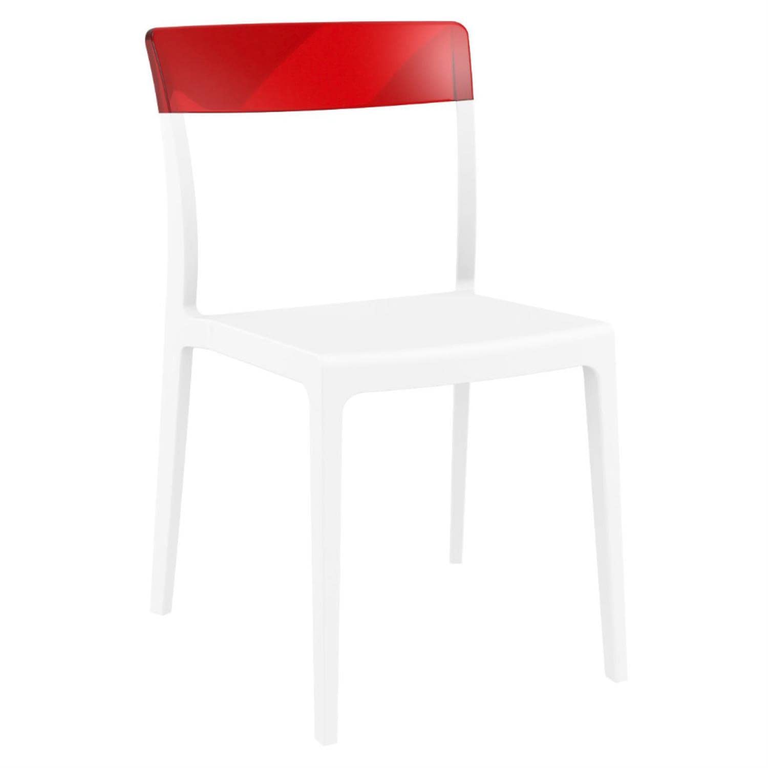 Compamia Flash Patio Dining Chair in White Transparent Red (Set of 2)